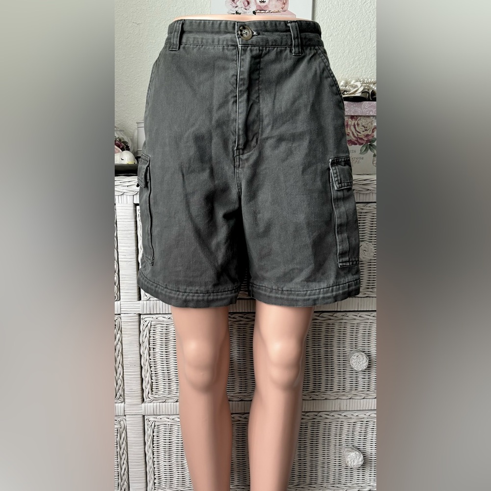 OTB One Tough Brand Cargo Shorts High Rise All Cotton in Grey Green Jr.  Size 16